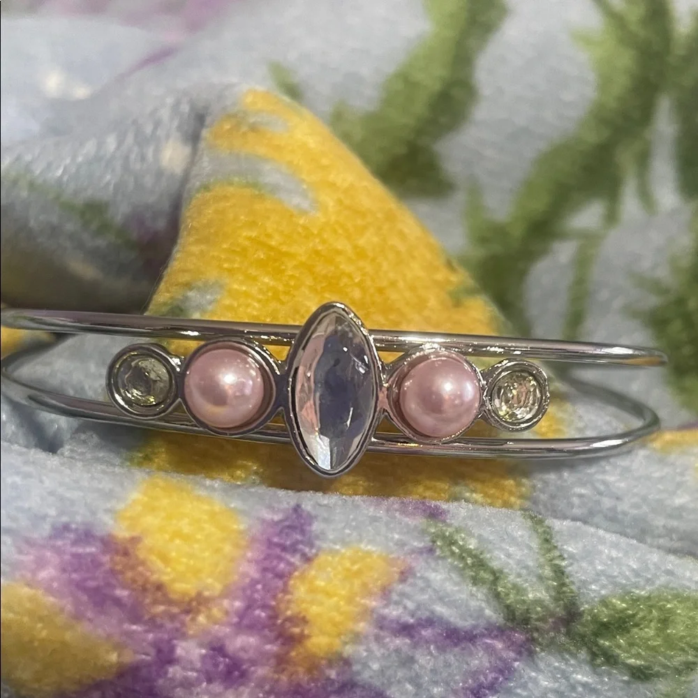 Silver and Pink Bracelet
